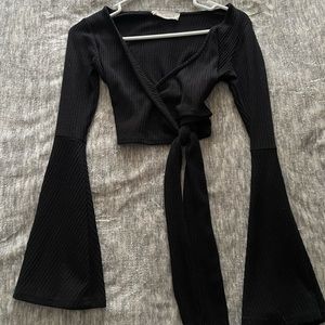 Audrey Wrap Top with Flare Sleeves